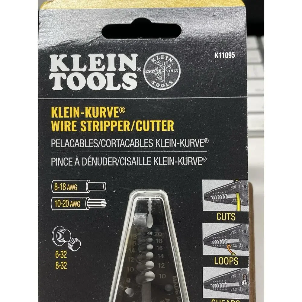 Klein Tools — K11095 Klein-Kurve® Wire Stripper/Cutter (Blue Handles, Made in US